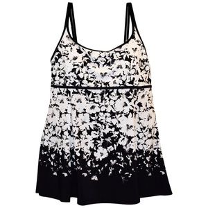 NWT Women's Heat  Plus Size SwimDress Swimsuit 18 W Black White Floral